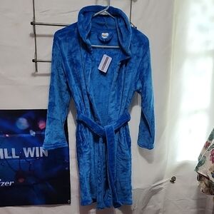 NWT Kids SzL Simplicity Plush Blue Hooded Robe